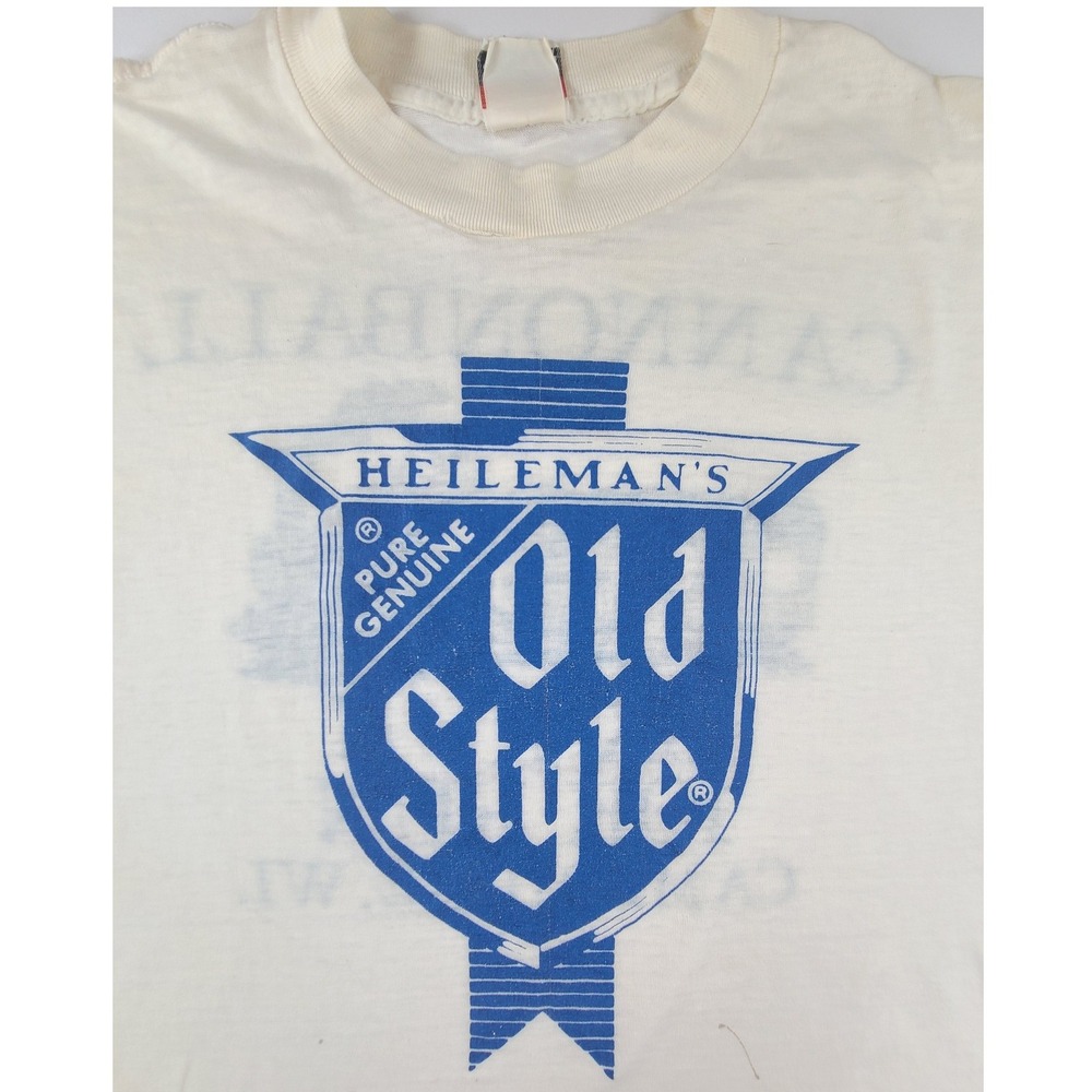 Heileman's Signal Old Style Beer Cannonball Run T Shirt Mens XL White Crew Neck